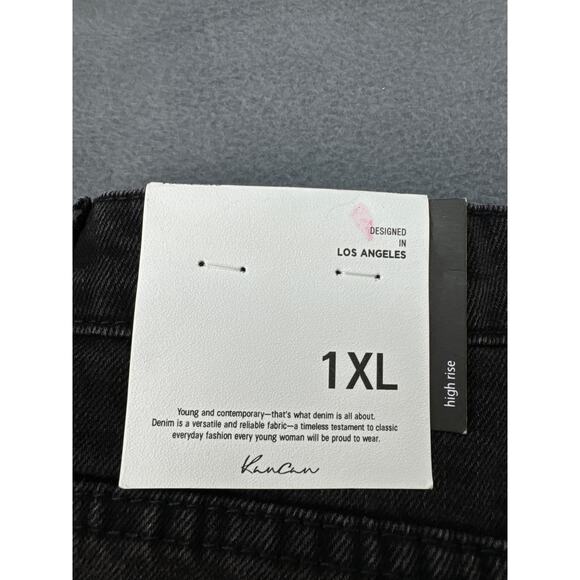 Kancan Jean Shorts Womens XL Black Hi Rise Distressed Cuffed Hem Shortie - Picture 9 of 9